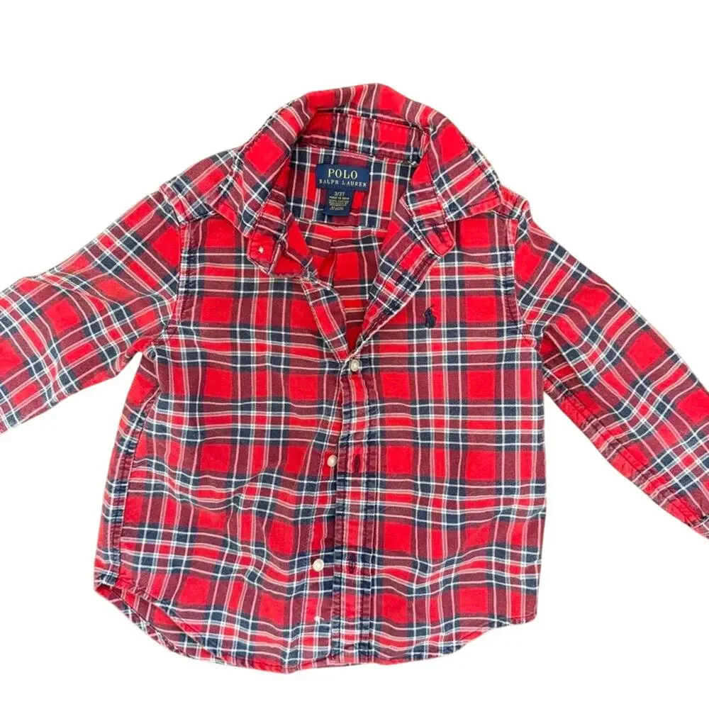 Ralph lauren red plaid button